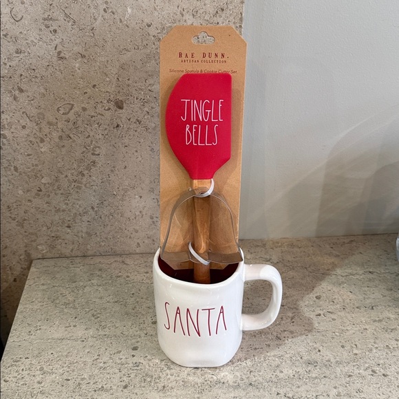 Rae Dunn “Santa” Ceramic Mug With “Fa La La” Spatula and Cookie Cutter Set. - Picture 10 of 10